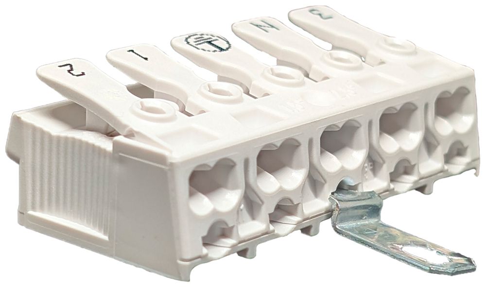 Borne de connexion 5P 0.5…2.5mm² leviers de commande étrier de mise à terre bc