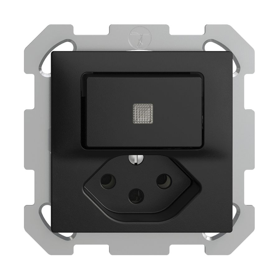 UP-Leuchtkombination 6/1L+T13 schwarz, LS EDIZIOdue mit Linse, LED gelb