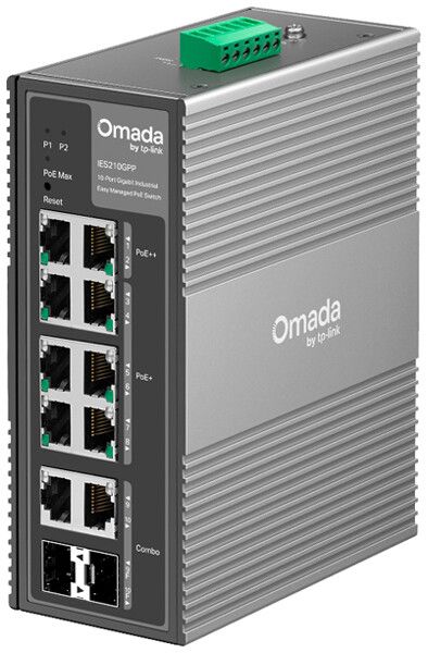 Switch TP-Link Omada IES210GPP 8×RJ45-GbE 2×RJ45/SFP PoE++ 8×PoE