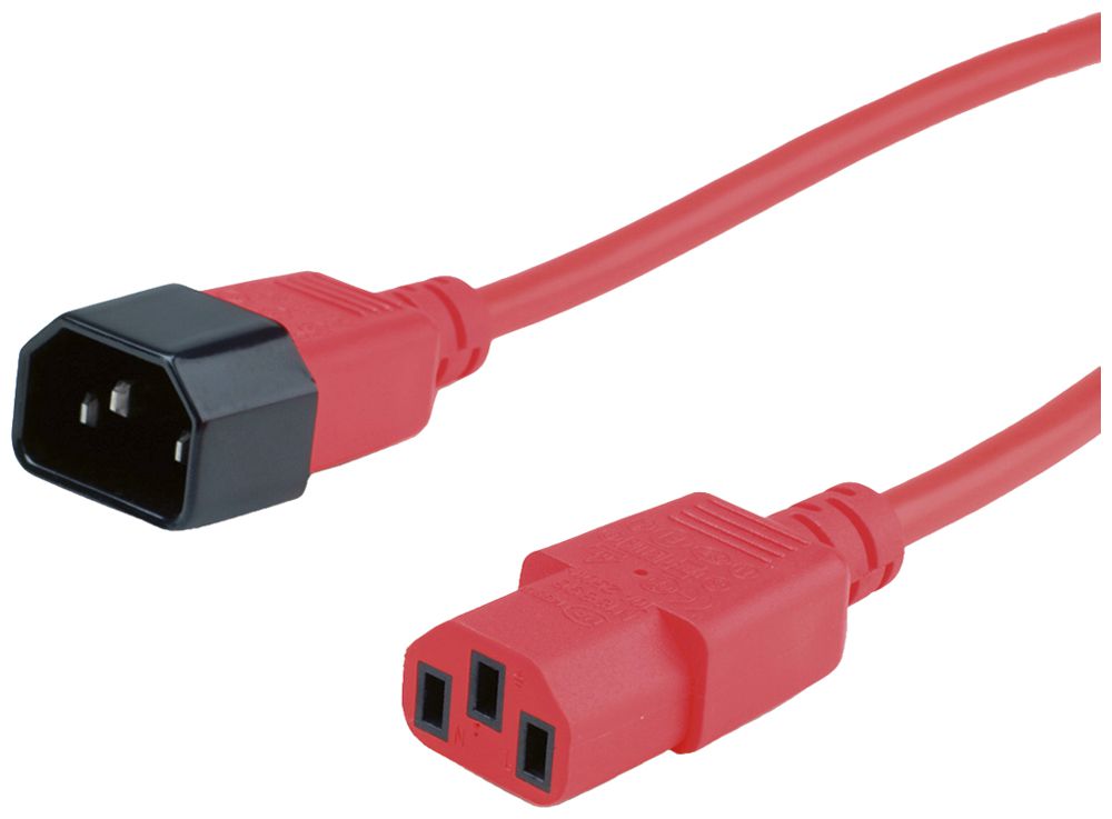 Apparatekabel ROLINE C14 → C13 3×0.75mm² 250VAC/10A rot 3m