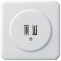 UP-USB-Ladesteckdose basico 18W PD 1×Typ A 1×Typ C m.Abdeck-&Befestigungspl. ws