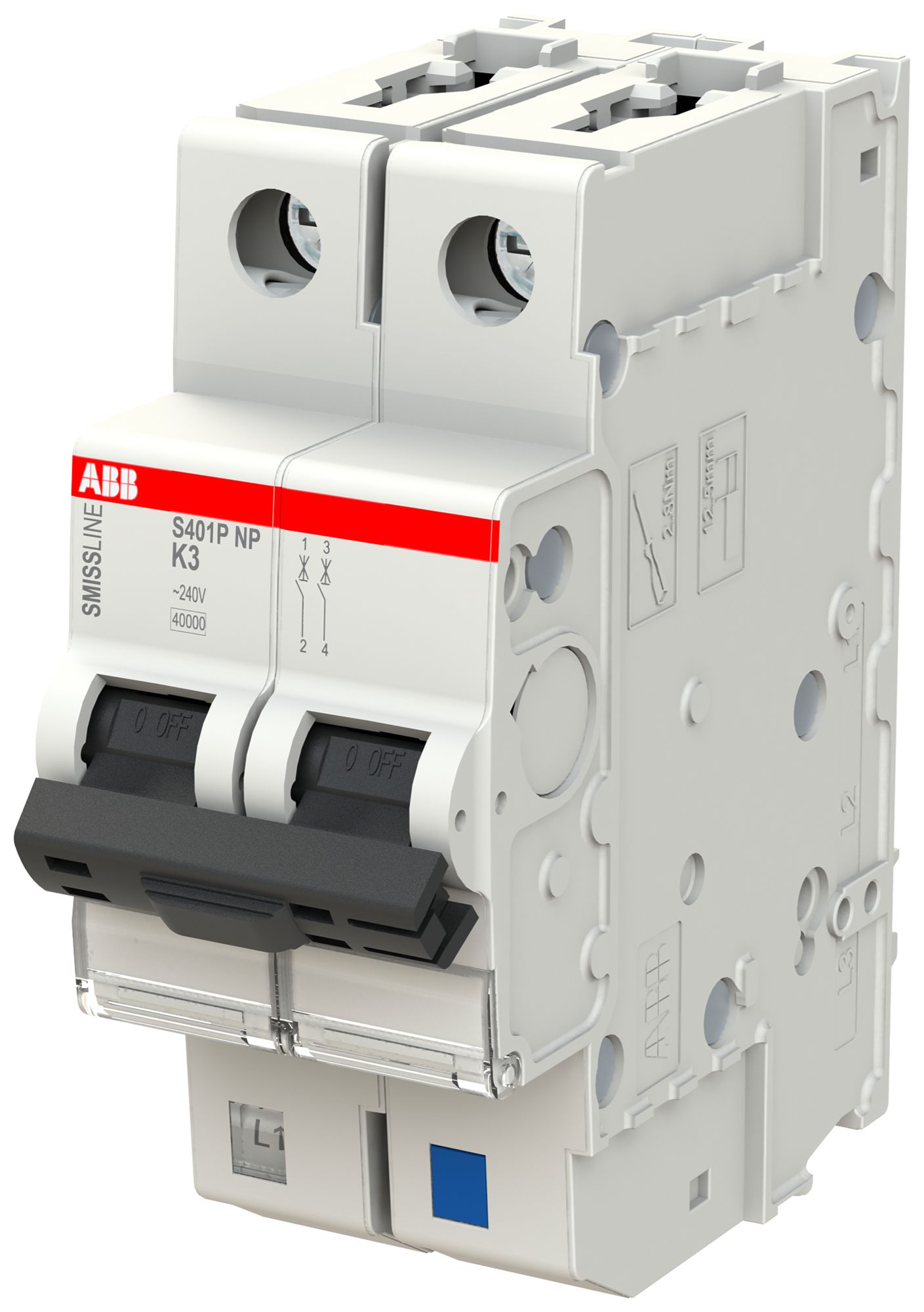 Disjoncteur SMISSLINE TP, 1LN, K, 3A, 40kA