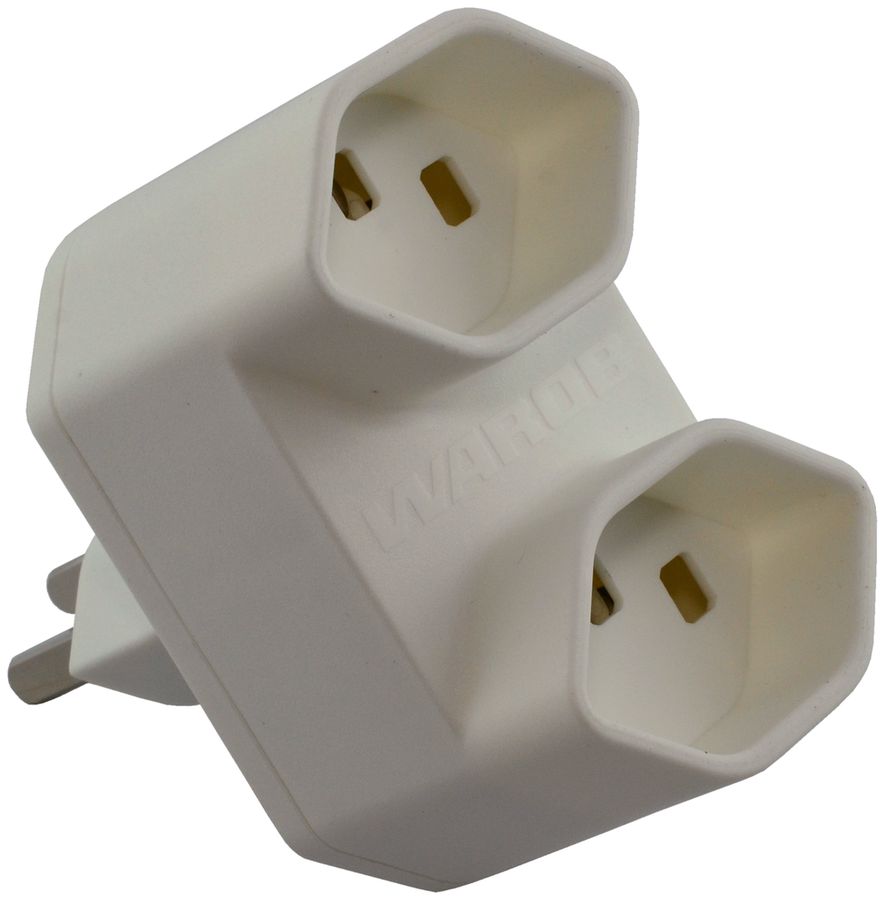 Abzweigstecker Warob 2×T23 weiss LNPE 250V 16A