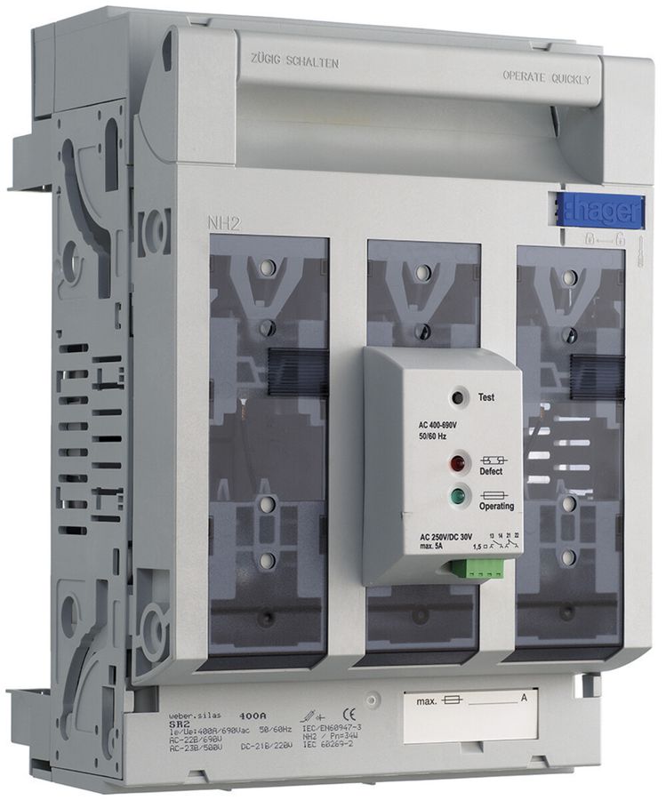 Sezionatore HPC weber.silas DIN2 690VAC 400A mont.cavaliere p.70mm a./b.con.fus.