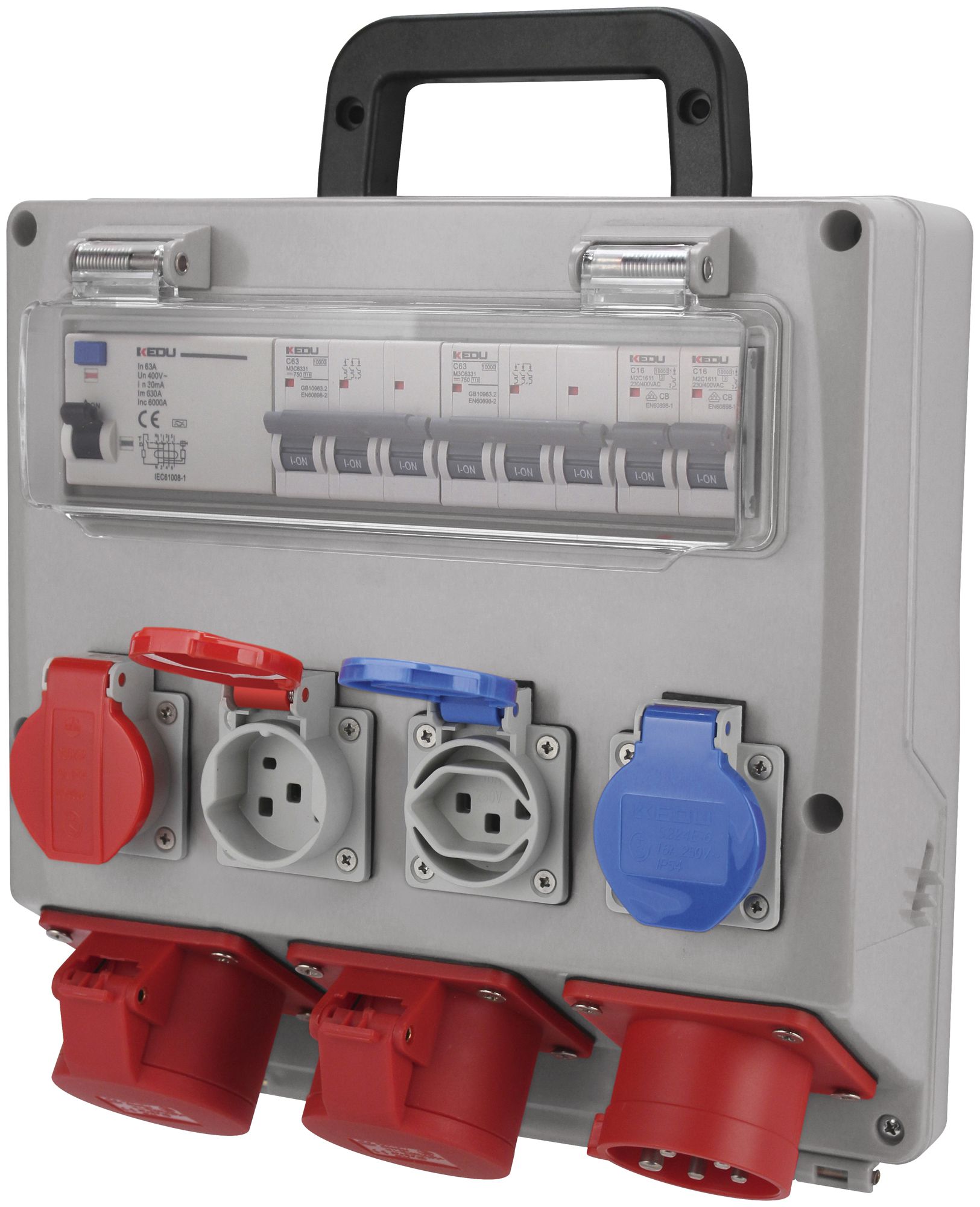 Stromverteiler Steffen 25A 2×T23 2×T25 2×CEE16 mit FI IP55