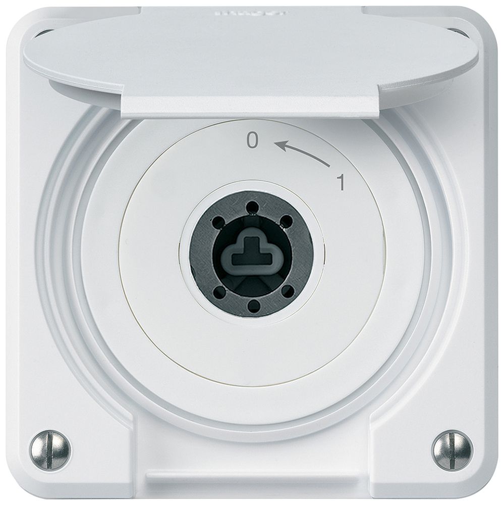 Contact pivotant à clé ENC robusto IP55 blanc avec clapet sans cylindre 1P