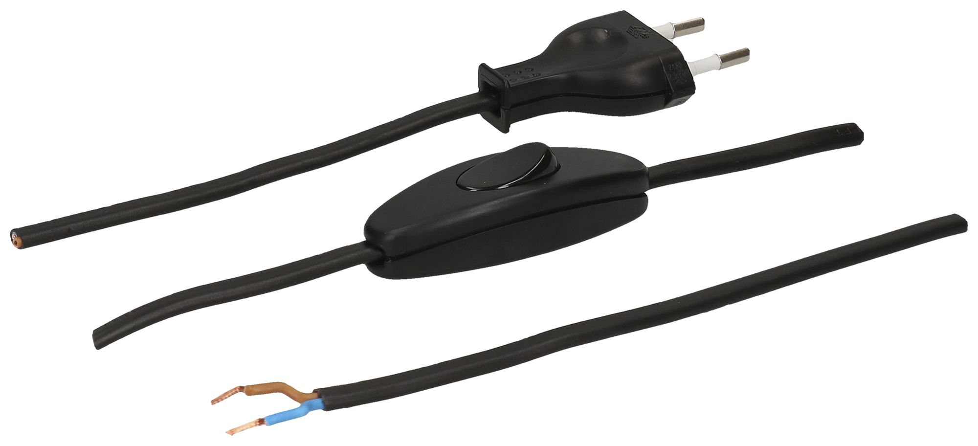 Anschlusskabel MH PVC 2.5A 230V 2×0.75mm² Typ 26-frei mit Schalter 2m sz