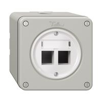 Kit di montaggio NAPU Feller Keystone, per uscita diritta, doppio, grigio chiaro