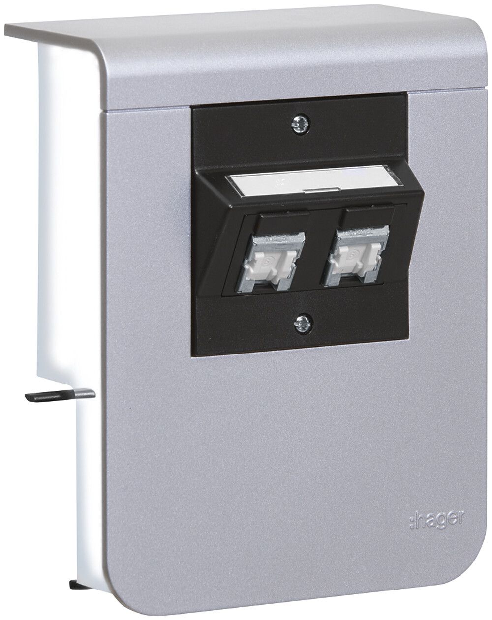 Support d'appareil Hager pour SL20080 décor aluminium, 2×cat.5e