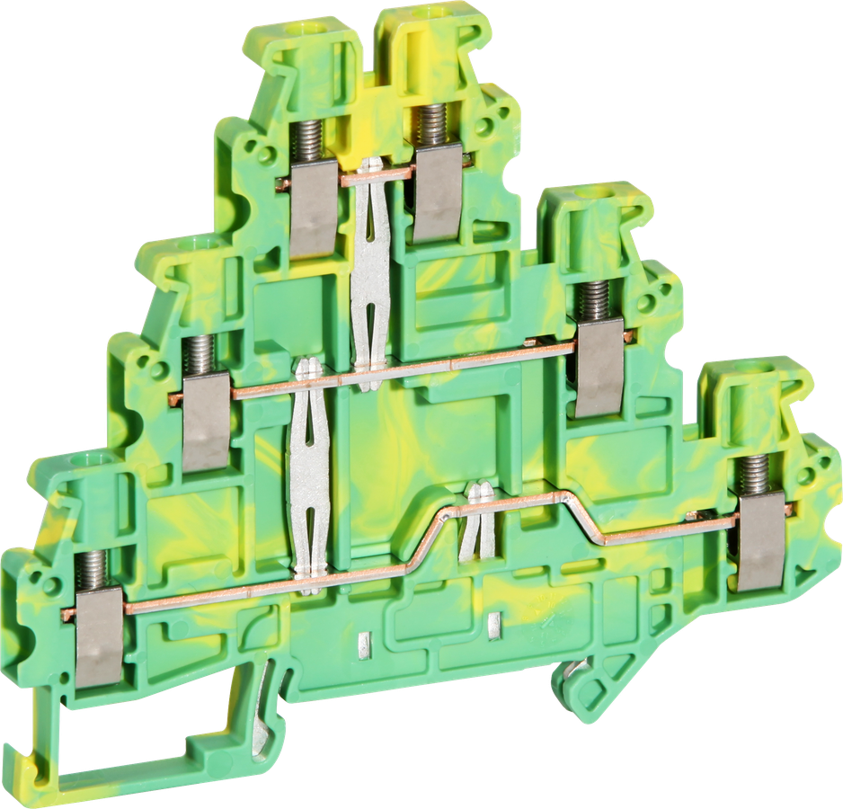 Bloc de jonction pour conduct.PE à 3 étages 0.14…4mm² vert/jaune