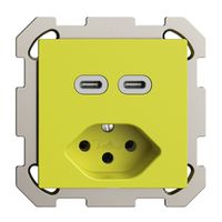 UP-Steckdose USB 2×Typ C + Typ 13 Feller EDIZIOdue FM 230V 3000mA lemon