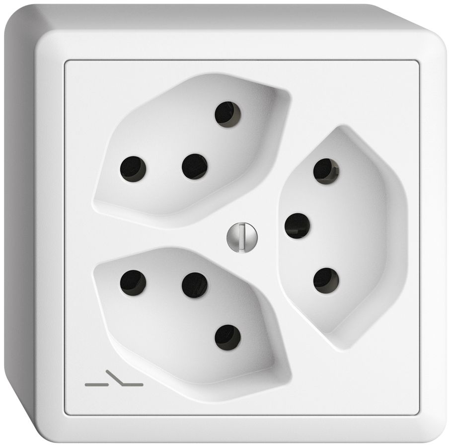 AP-Steckdose EDIZIOdue 3×T13 1×S weiss mit Shutter