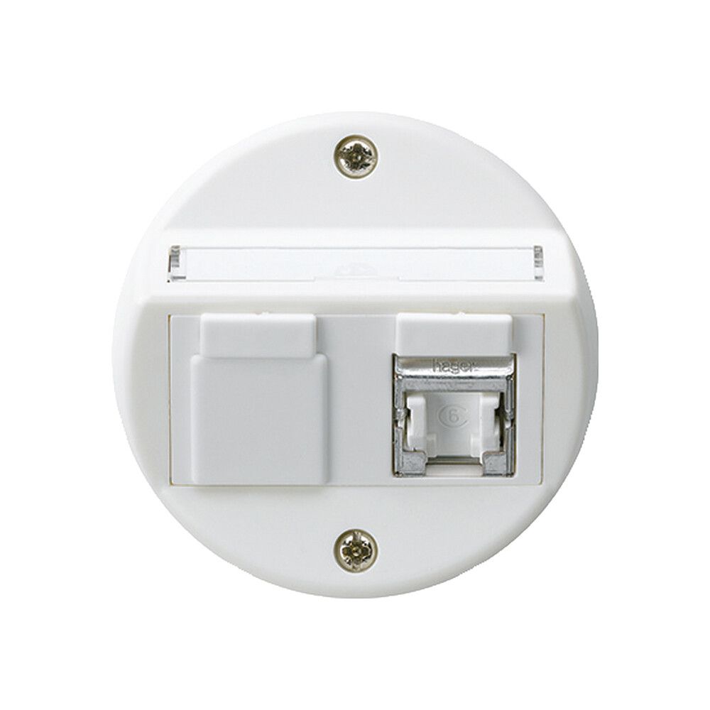 UP-Einsatz basico A Kat.6 1×RJ45/s Schrägauslass weiss