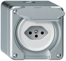 Presa AP robusto 1×T13 10A 250V 86×86mm IP21 alluminio