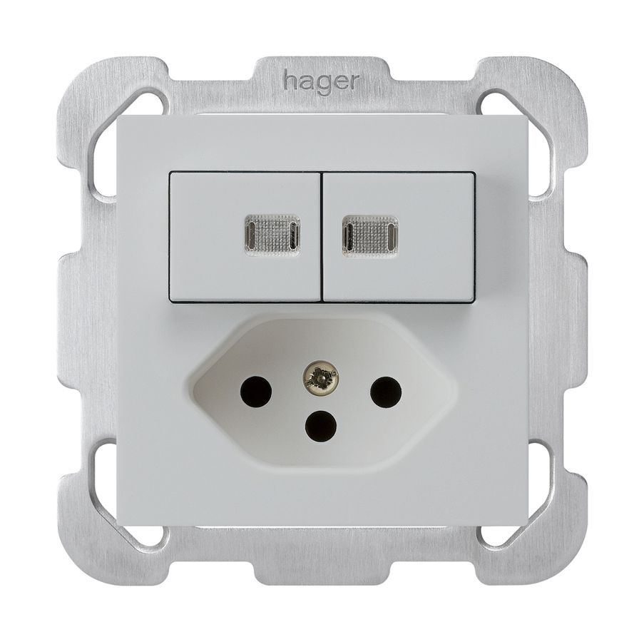 UP-Leuchtkombination 3/1P+A-R+T13 hellgrau kallysto 2 Linsen Befestigungsplatte