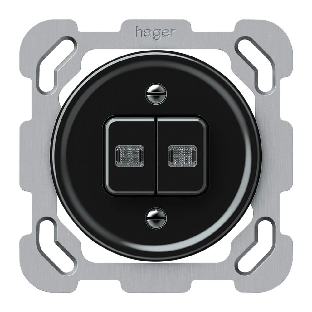 UP-Leuchtdrucktaster origin 2×Tasten 2×bel.2CO 1P 0<1 10A 230V 77×77mm schwarz