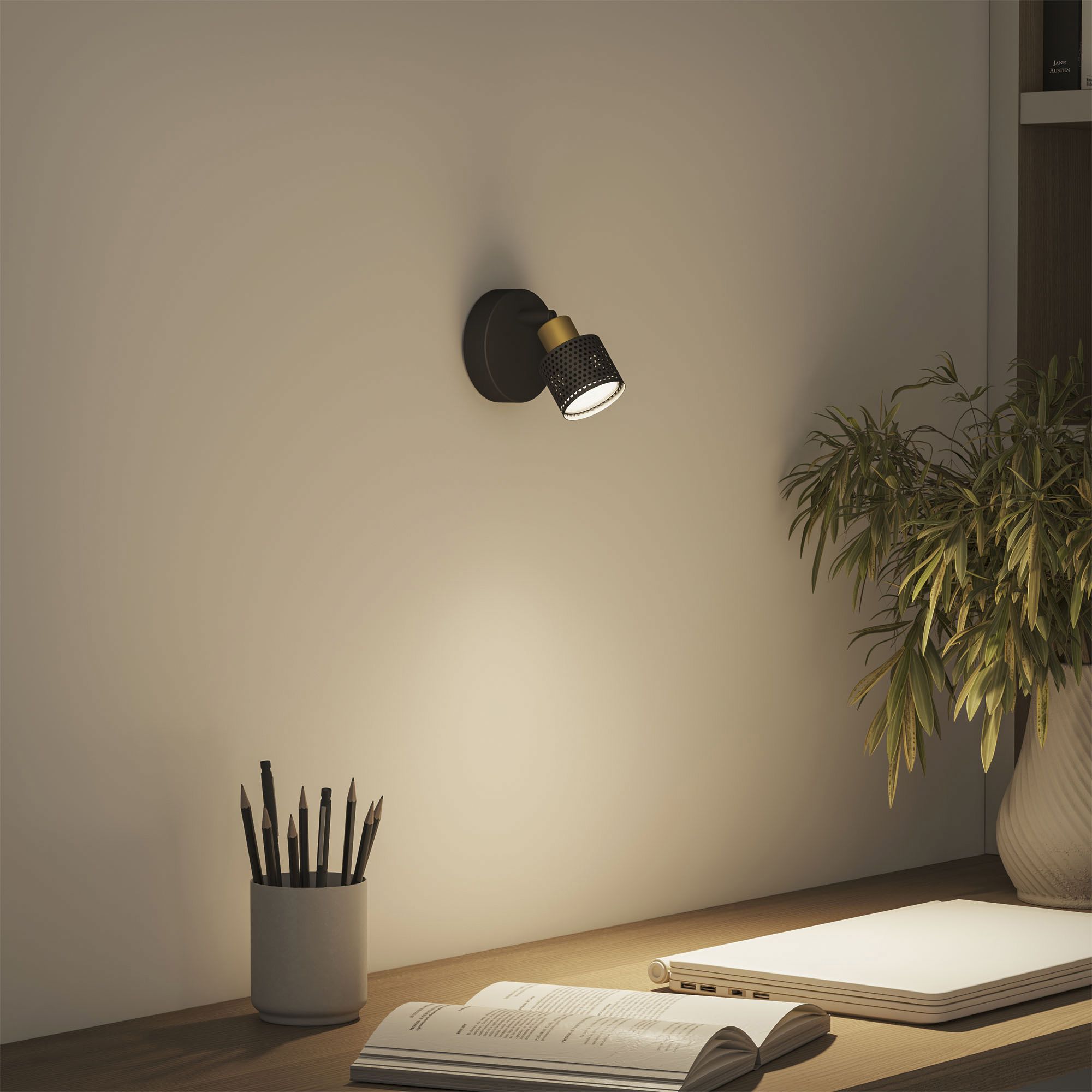 Spot Philips Niall GU10 1×5W Ø100×109×86mm schwarz/Messing