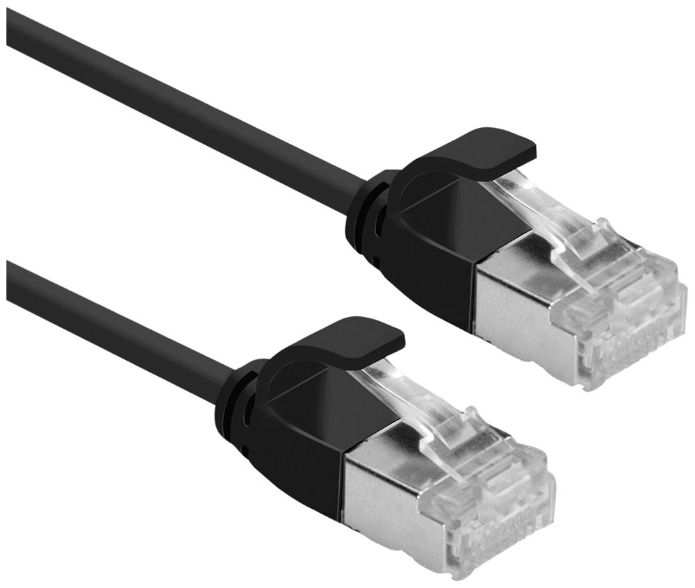 Câble patch RJ45 ROLINE slim, cat.6A (TIA) U/FTP, AWG32, LSZH noir, 1m