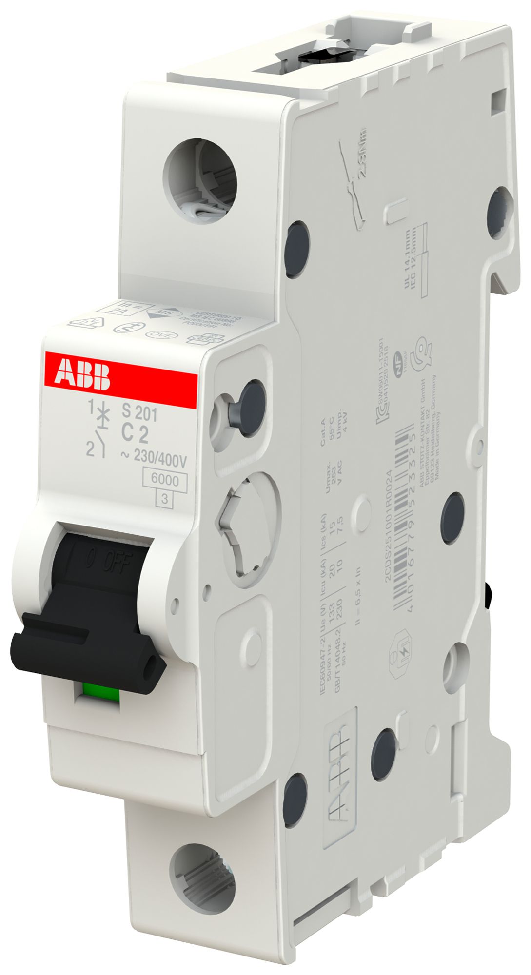 Leitungsschutzschalter ABB S201-C2 2A C 6kA