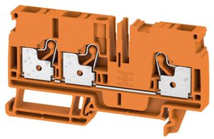Durchgangs-Reihenklemme Weidmüller A3C PUSH IN 6mm² 3 Anschlüsse TS35 orange