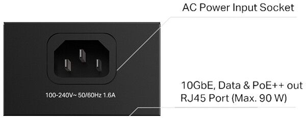Injecteur PoE TP-Link Omada POE380S 1×10GbE PoE++ 90W ≤100m 230VAC