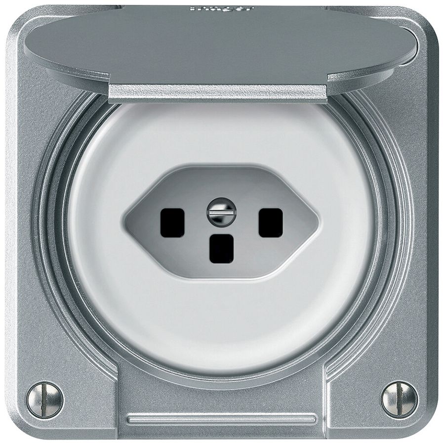 UP-Steckdose robusto 1×T23 16A 250V 86×86mm IP21 Aluminium