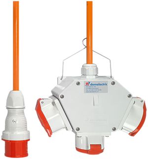 Kreuzverteiler Demelectric HG840 3×CEE 16/5 1×St.CEE 16/5 1.5m