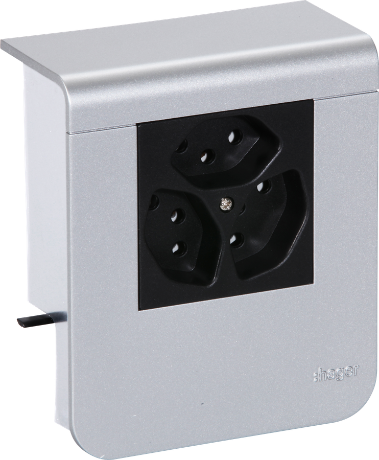 Support d'appareil Hager pour SL20055 décor aluminium, 3×T13