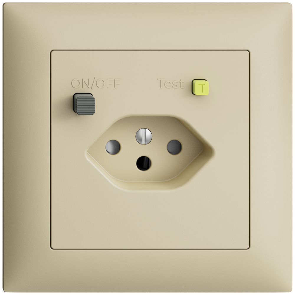 UP-Steckdose EDIZIOdue T13 FI 30mA FMI, shutter, vanille