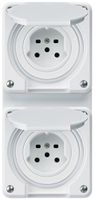 UP-Kombi 2×1 HA robusto 2×Typ 15 mit Steckklemmen mit Klappdeckel weiss