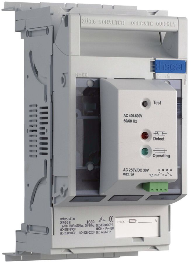 NHS-Lasttrenner weber.silas DIN00 690VAC 160A EB-Tiefe 32mm Kabelabgang o./u.Üb.