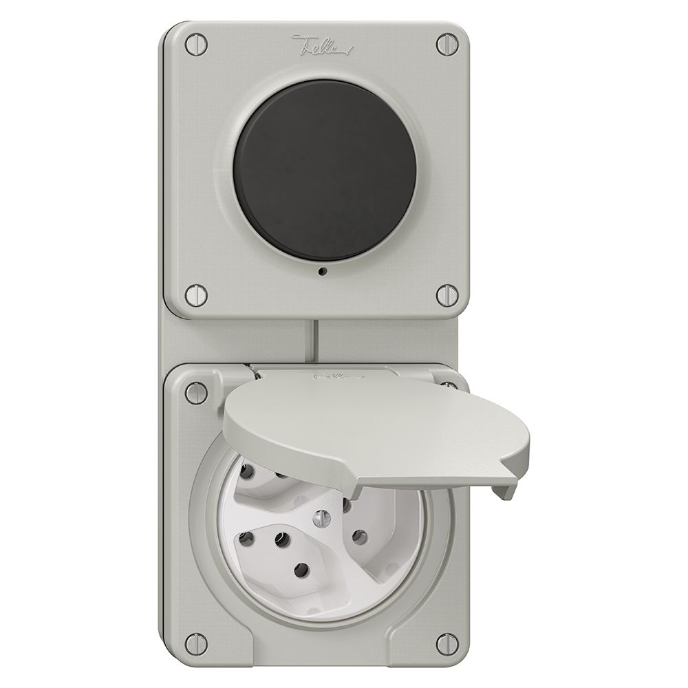 Combinaison NUP NEVO, interrupteur à poussoir schéma 3/1L + prise 3×type 13, grc