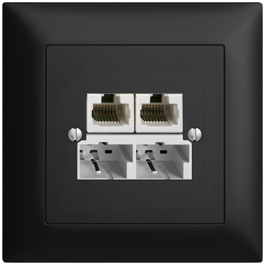 UP-Dose SOHO 2×TT/2×RJ45/u schwarz getr.ITplus EDIZIOdue