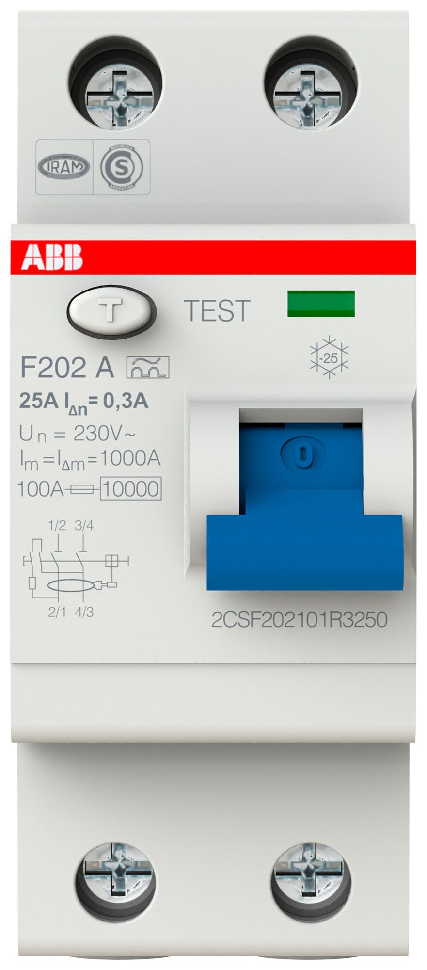 Fehlerstromschutzschalter ABB 300mA 25A 1P+N F202A-25/0.3