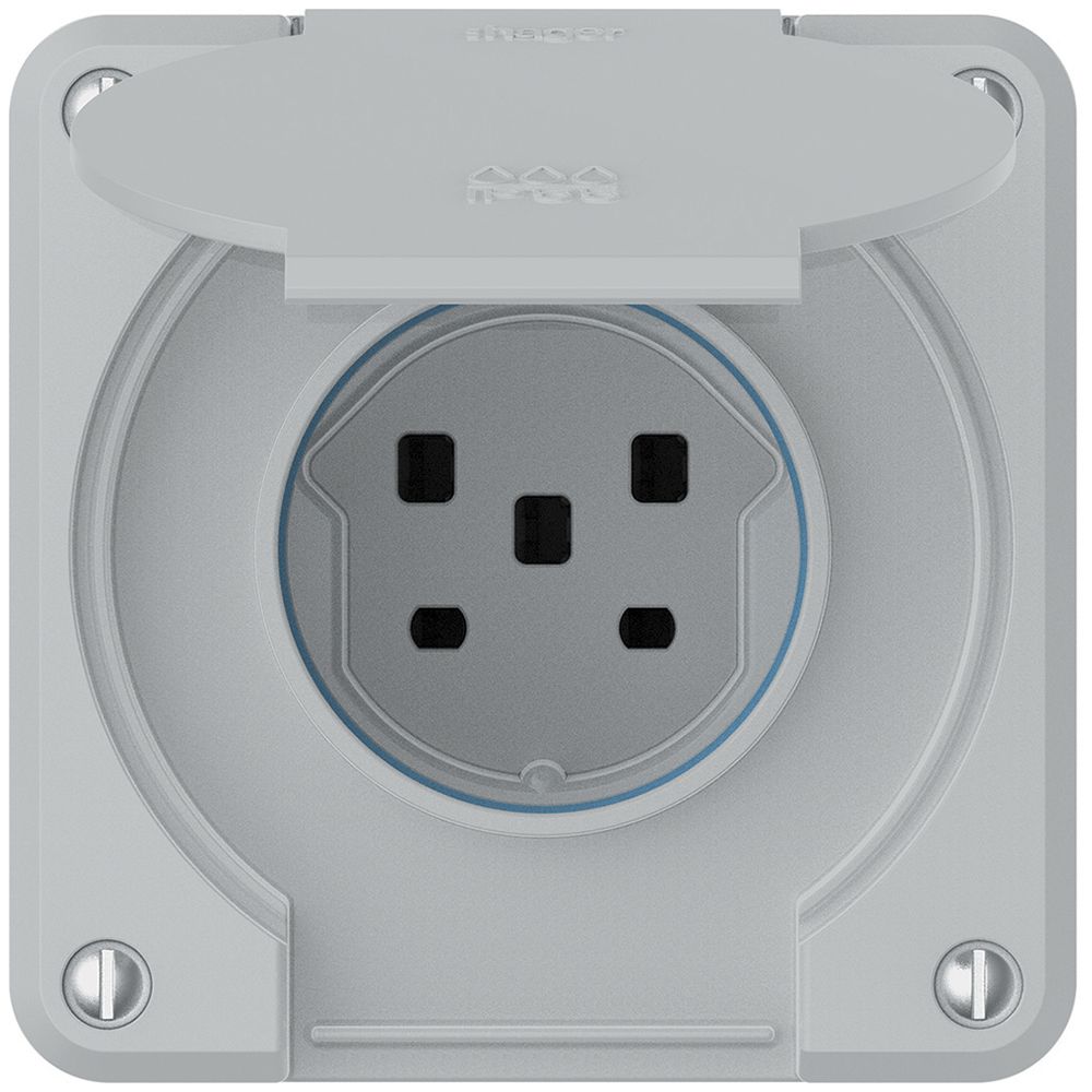 Steckdose robusto 1×Typ 25 IP55 hellgrau