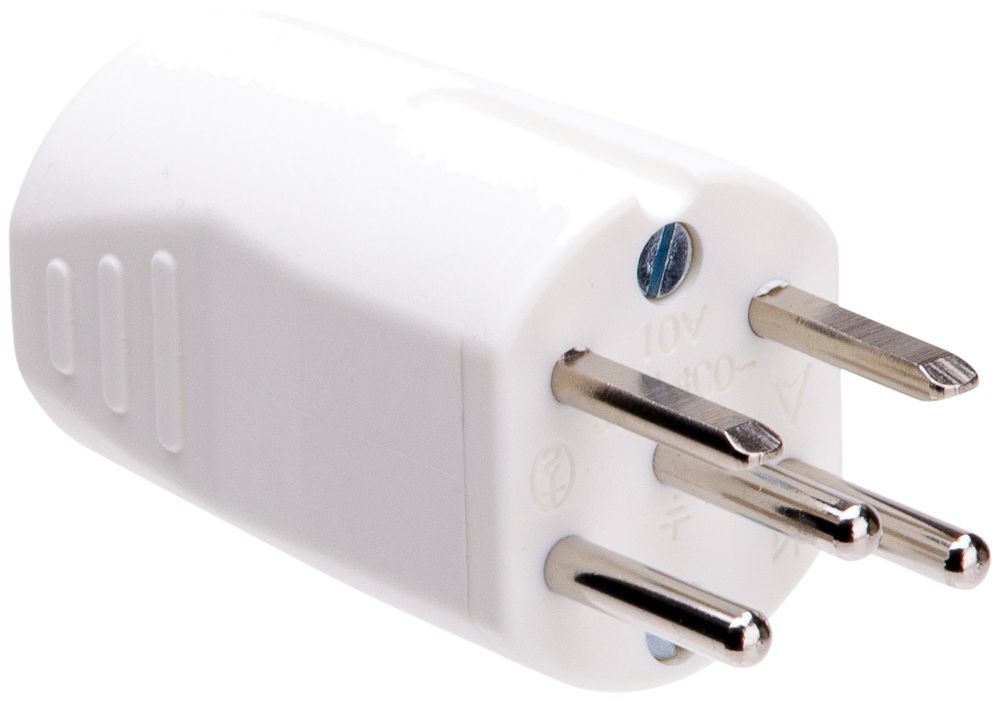 Fiche MH TH T15 3L+N+PE/L+N+PE 10A 400/250V horizontale Ø14mm, blanc