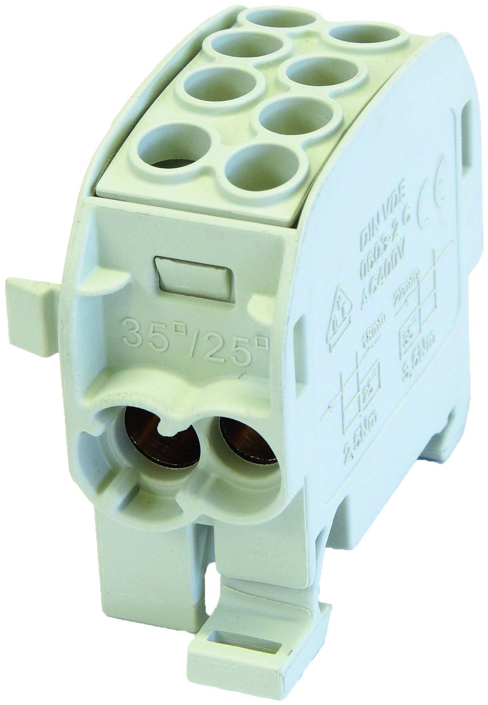 Verteilerblock Typ C 2×35/2×25mm² 125A Alu-CU grau