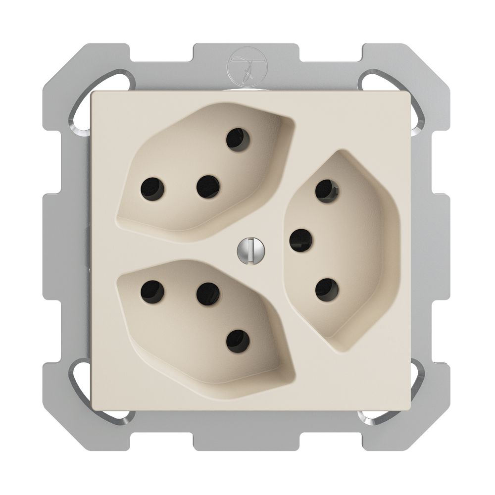 UP-Steckdose EDIZIOdue 3×T13 crema mit Shutter