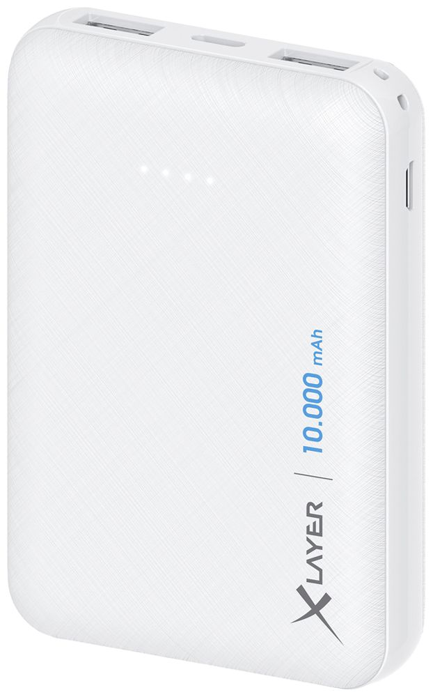 Powerbank XLayer Micro 10000mAh 2×USB-A ≤2.1A 91×64×22.5mm 200g weiss