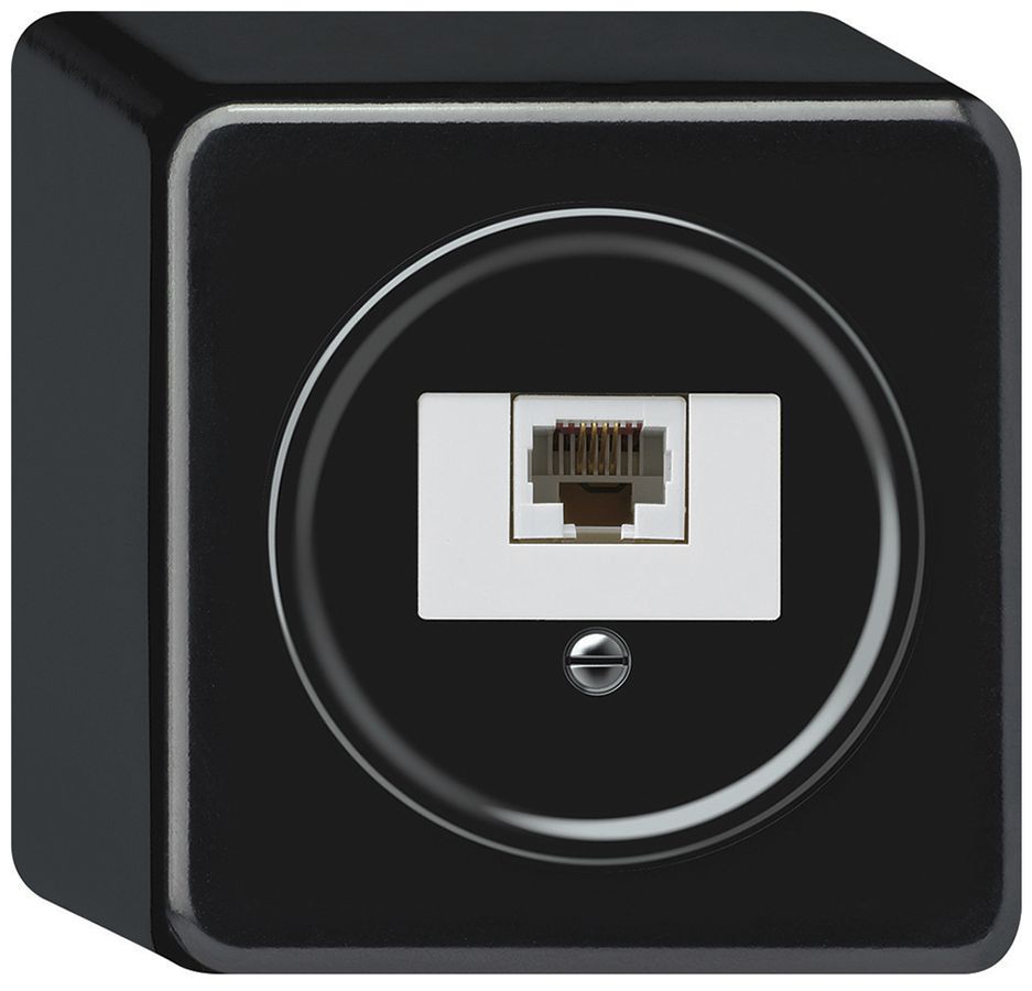 AP-Anschlussdose origin RJ45 8(4) Kat.6 gerade 88×88×54mm schwarz