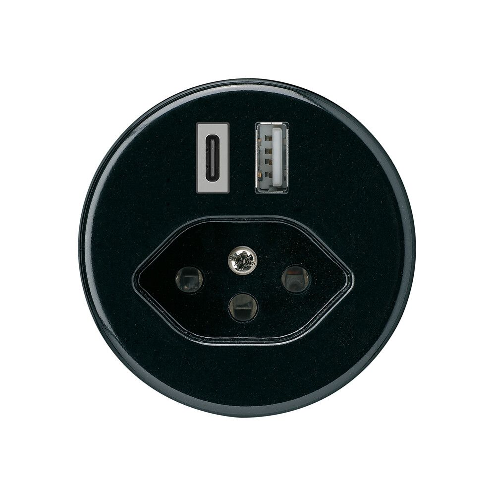 Prise de charge USB basico 18W PD 1×type A 1×type C type 13 noir