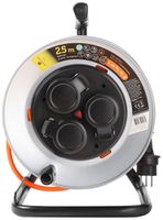 Kabelrolle Schönenberger Stecker:T23 Steckdose:3×T23 25m IP55 Silber