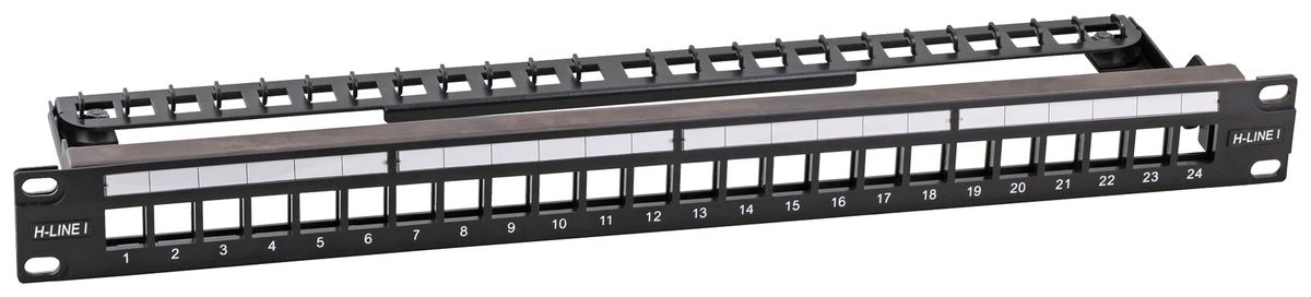 Patchpanel 19" H-LINE I 24-Port Keystone leer geschirmt 1HE schwarz