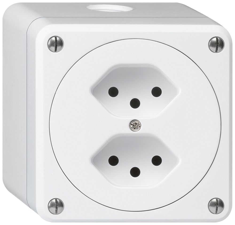 AP-Steckdose robusto 2×Typ 13 weiss ohne Klappdeckel