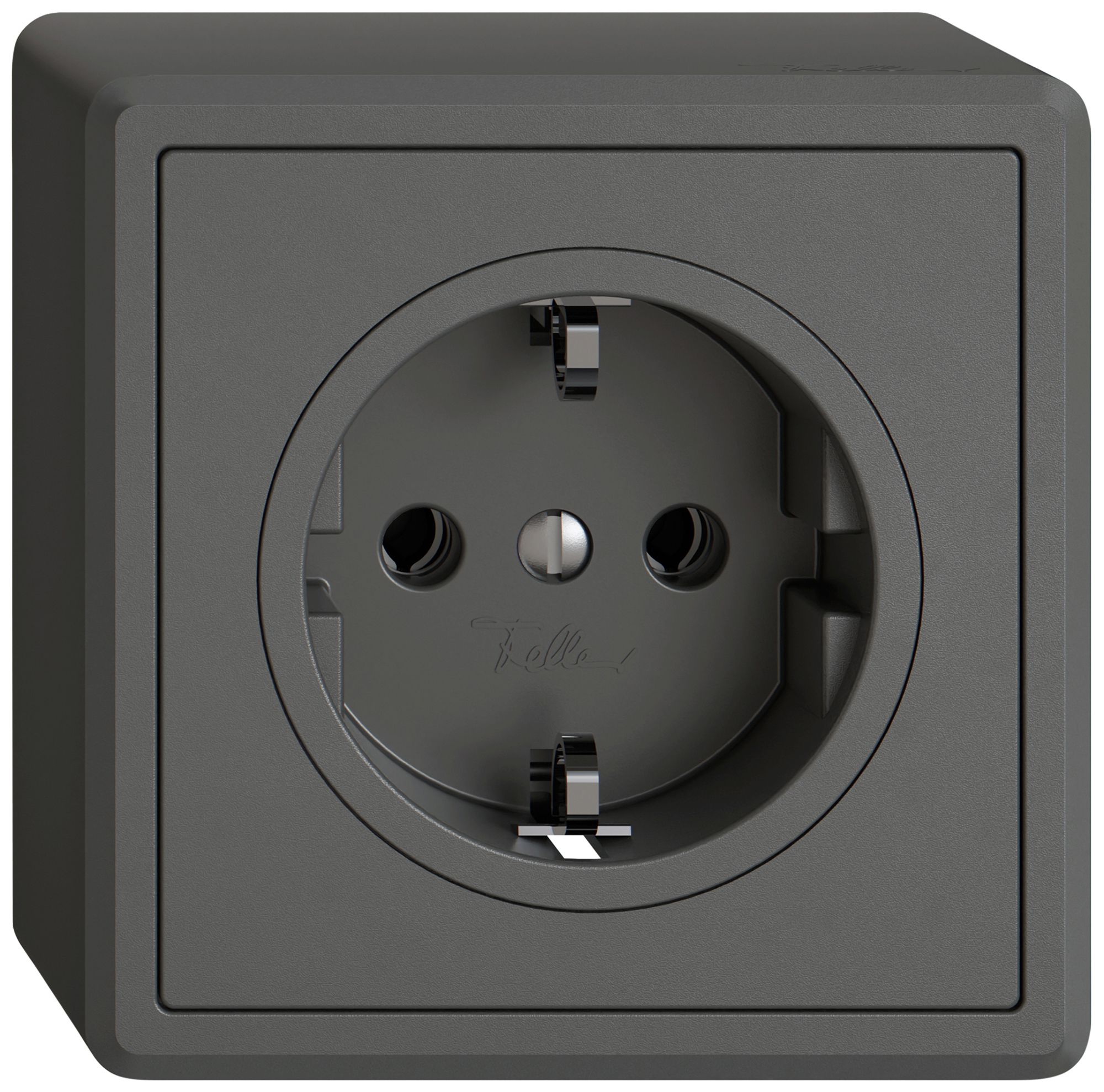 Prise AP EDIZIO.liv SNAPFIX® SCHUKO 16A 230V 74×74mm gris foncé