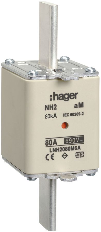 Fusibile HPC Hager DIN2 690VAC 80A aM segnalatore doppio inossidabile