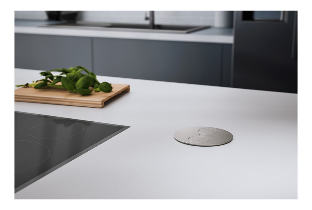 EB-Tischsteckdose BACHMANN TWIST 2×T23 42.5mm Ø115mm Edelstahl glänzend