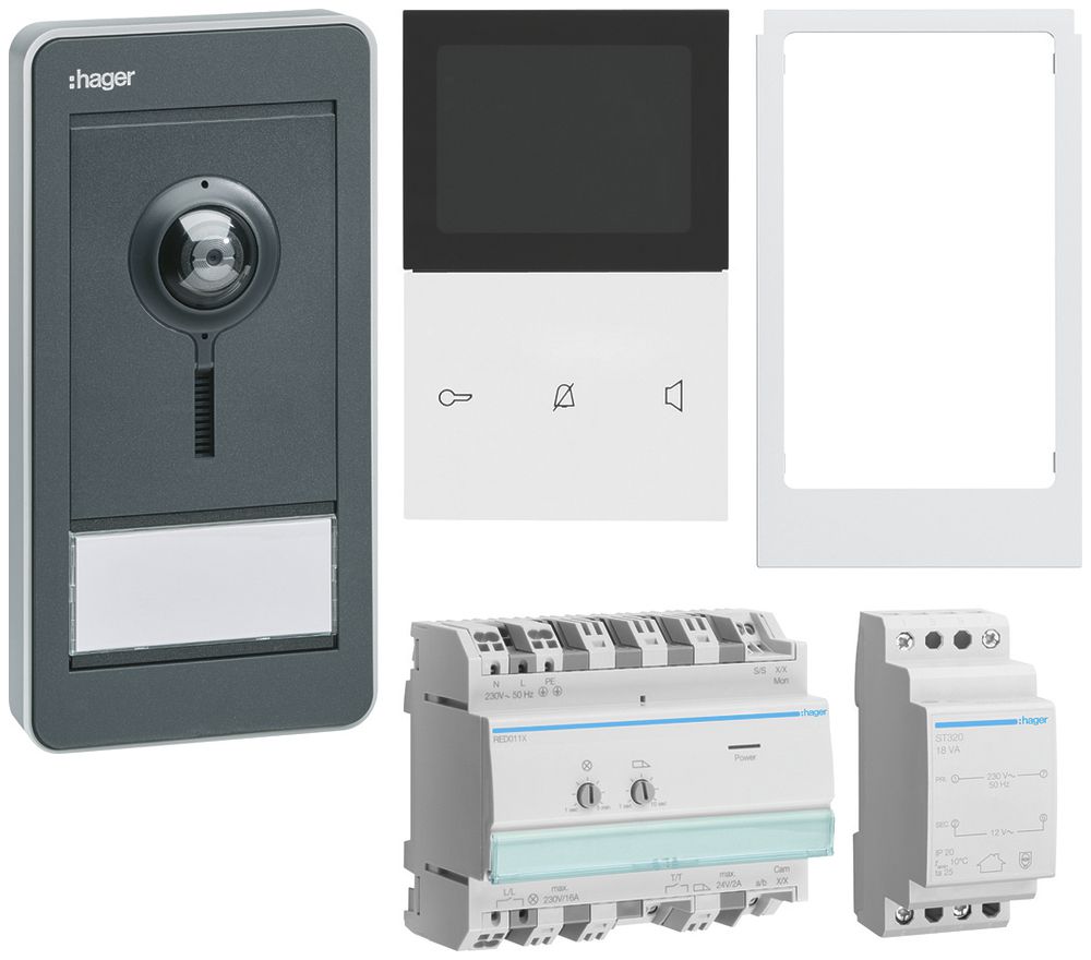 Set Video elcom.home für 1Wohnung Innenstation weiss/Aussenstation anthrazit