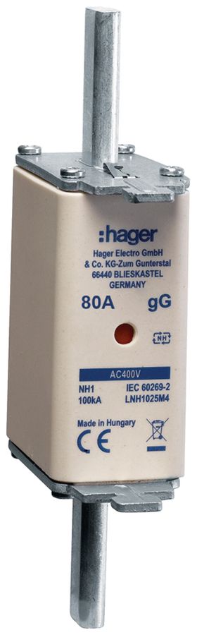 NH-Sicherung Hager DIN1c 400VAC 80A gG/gL Doppelkennmelder rostgeschützt
