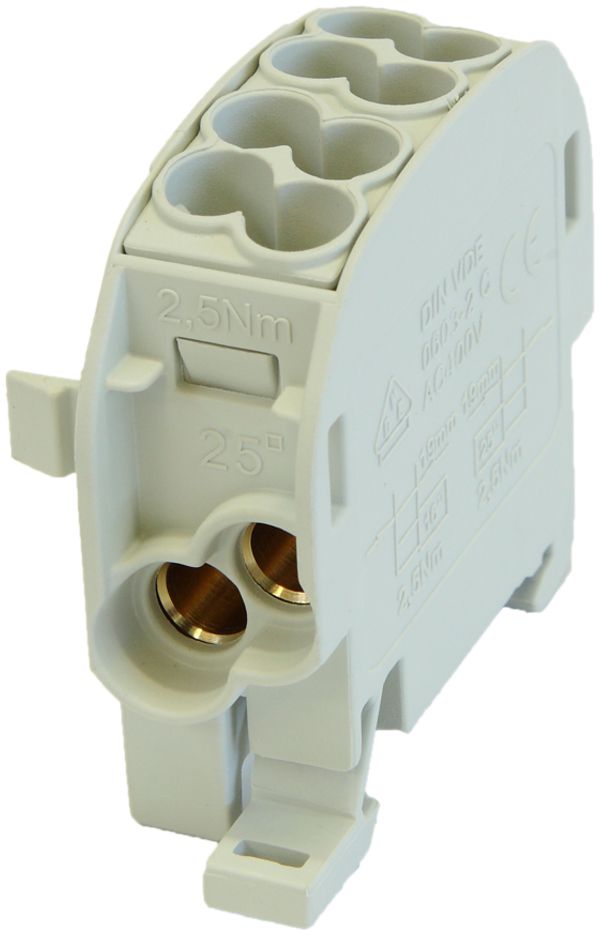 Verteilerblock Typ C 2×25/2×16mm² 100A CU grau